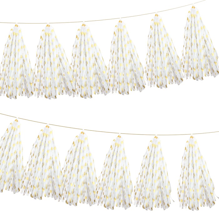 Гирлянда Тассел бумага Точки Золото металлик 35х12см 5листов