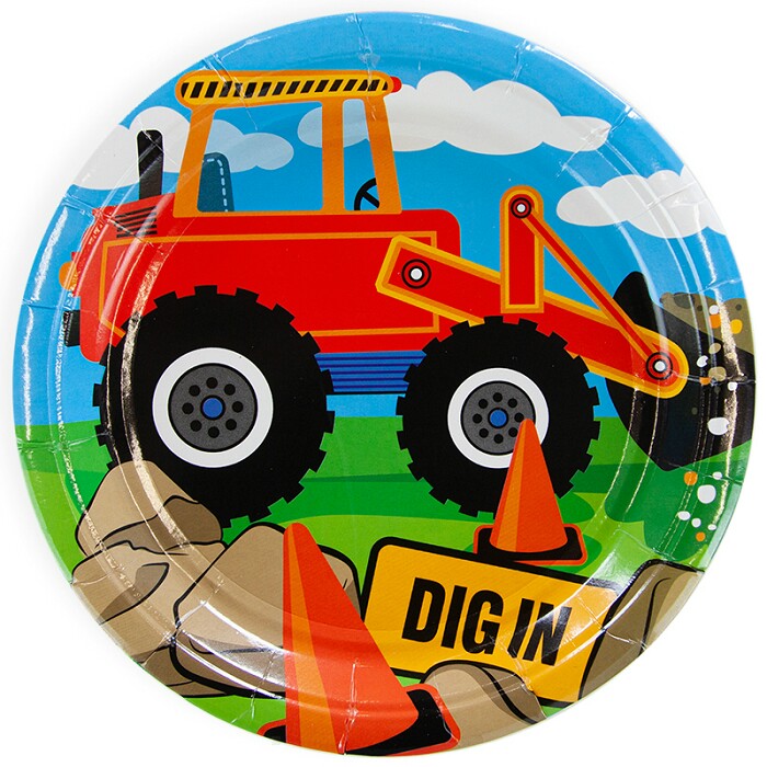 Тарелки бумажные 180мм Детская спецтехника разноцветный (уп6) ВолВес