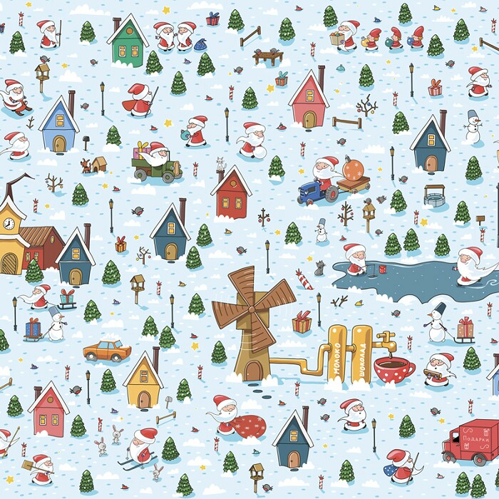 Бумага лист 60х87,5см Новогодние приключения (уп10)