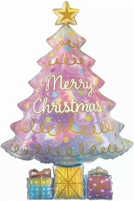 Шар фольга фигура Новогодняя елочка с подарками 31'' 79см FL