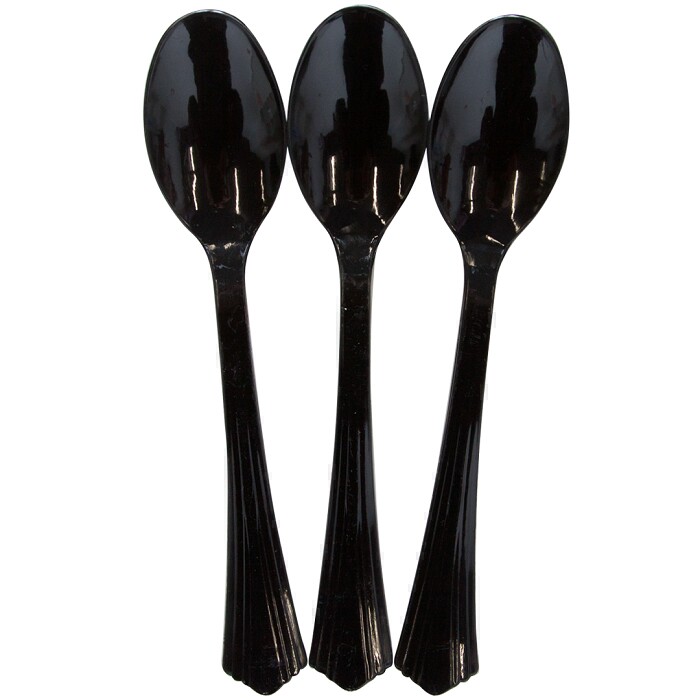 Столовые приборы Ложки пластик Премиум Черный 16см уп10