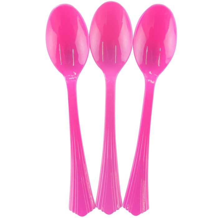 Столовые приборы Ложки пластик Премиум Ярко-розовый 16см уп10