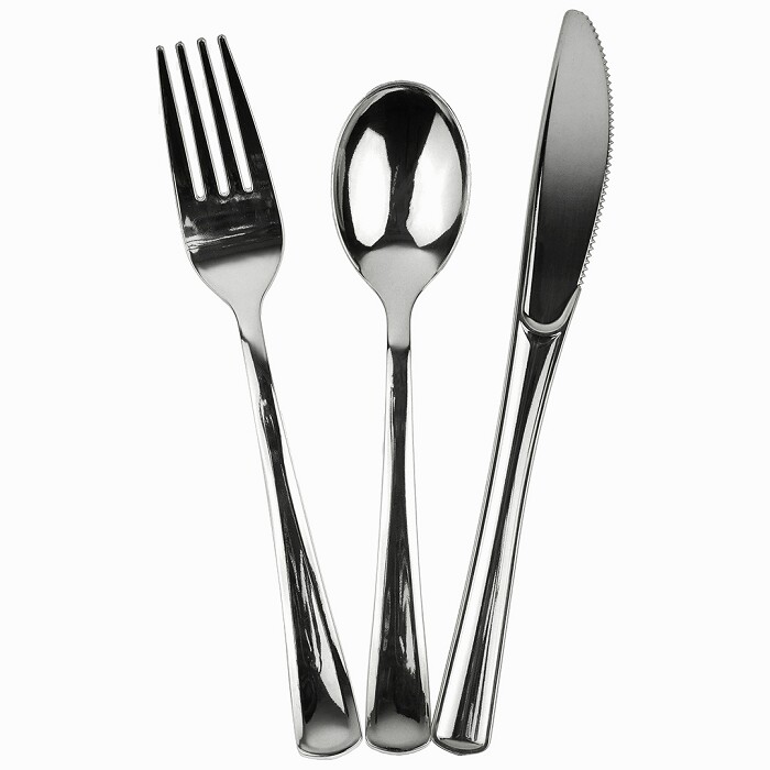 Столовые приборы Вилки Ложки Ножи: 3х6 Серебро металлик уп18 ВВ