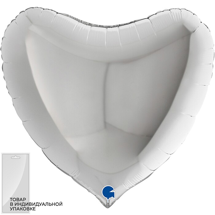 Шар фольга без рисунка 36"GR сердце пастель Серебро GR