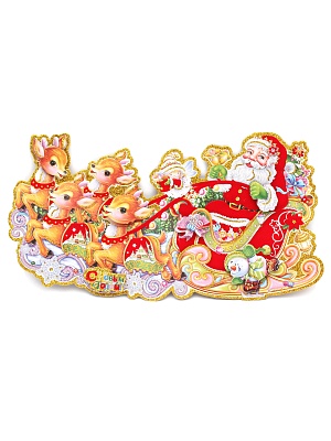 Плакат Новогодняя упряжка 35см