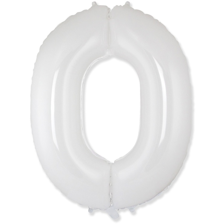 Шар фольга Цифра 40''/Fm Белая White "0"