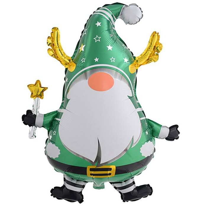 Шар фольга фигура Гном зеленый с рогами