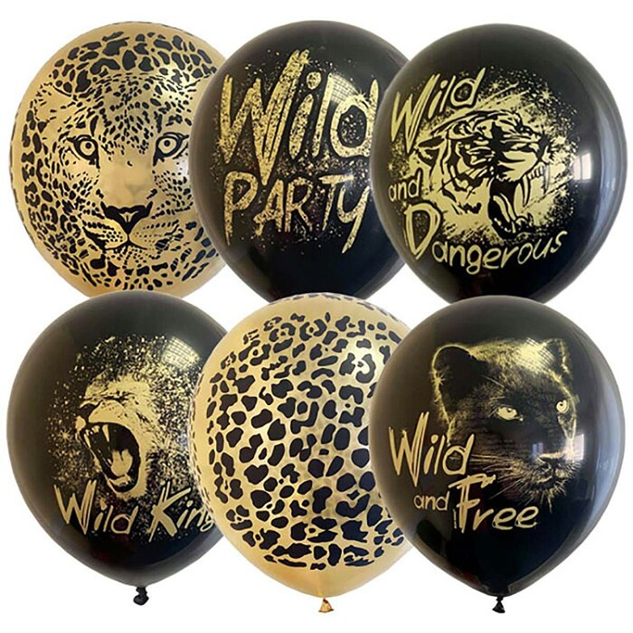 Шар латекс 12''/ЛО пастель BLACK&GOLD Wild Party ассорти