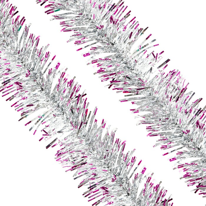 Мишура Розовая с Серебром 2мх7см