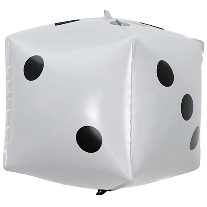 Шар фольга 3D КУБ 24" Кость игральная White ВЗ