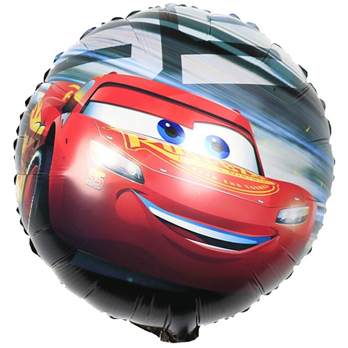 Шар фольга 18''/ВЗ круг Тачки Машина Молния