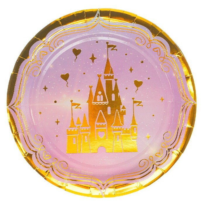 Тарелки бумажные 180мм Замок принцессы металлик (уп6) ВолВес