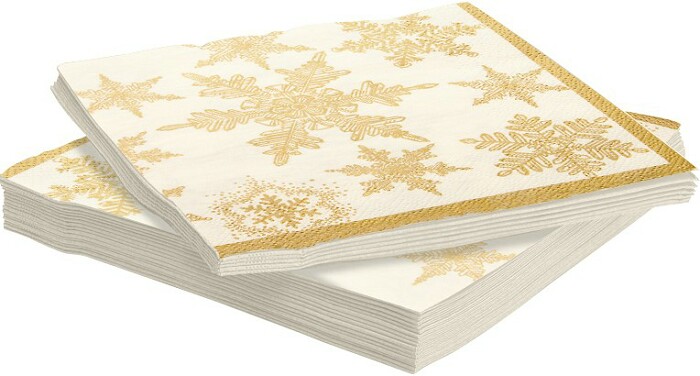 Салфетки 33см Снегопад Золото (уп20)