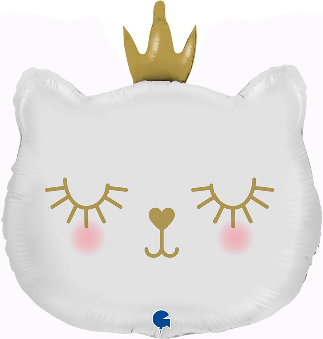 Шар фольга фигура Котенок Принцесса Белый (голова) 26" 66смGR 72096G 1207-4603