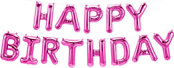 Шар фольга Буквы надпись Happy Birthday 16''/41см/FL Розовый 17400