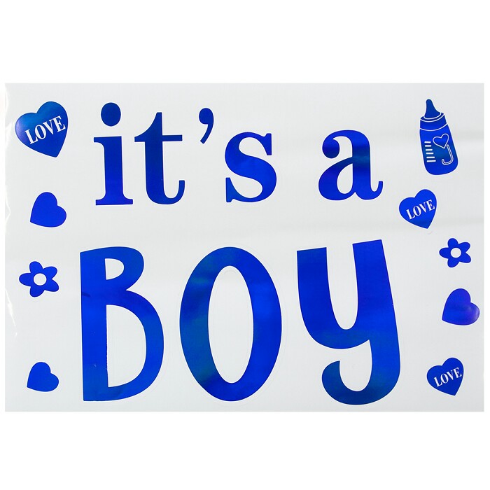 Наклейки набор для оформления It's a Boy 19 5х27см Голубой Перламутр
