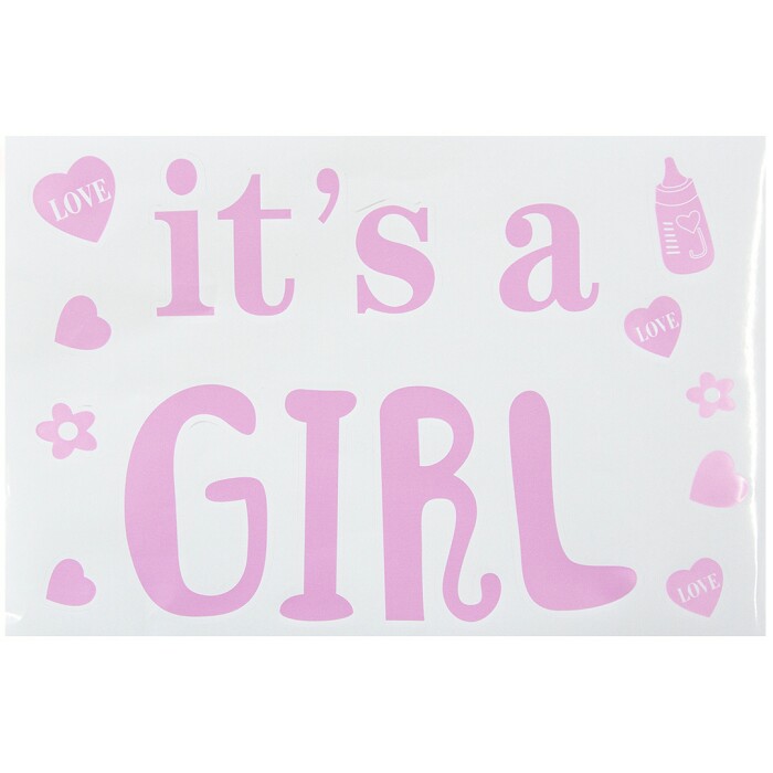 Наклейки набор для оформления It's a Girl 19 5х27см Розовый Перламутр