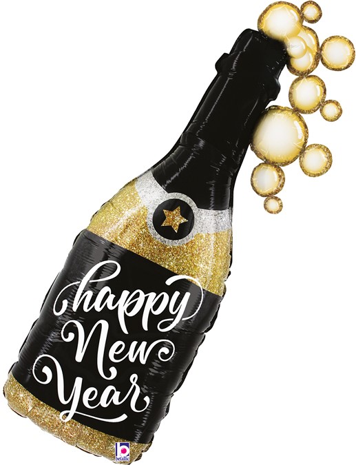 Шар фольга фигура Бутылка Шампанское Новогодние пузырьки 39'' 99см