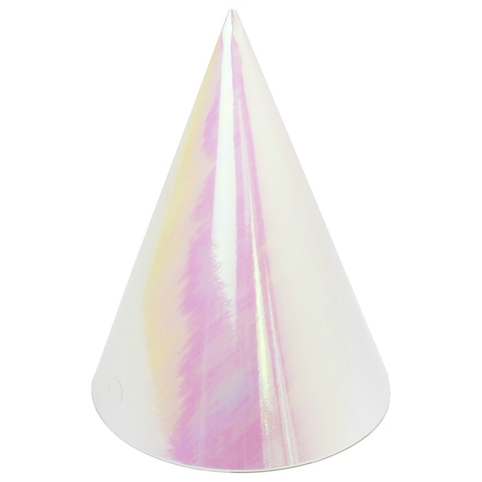 Колпаки бумага Жемчужный перелив розовый голография 16см (уп6) ВолВес