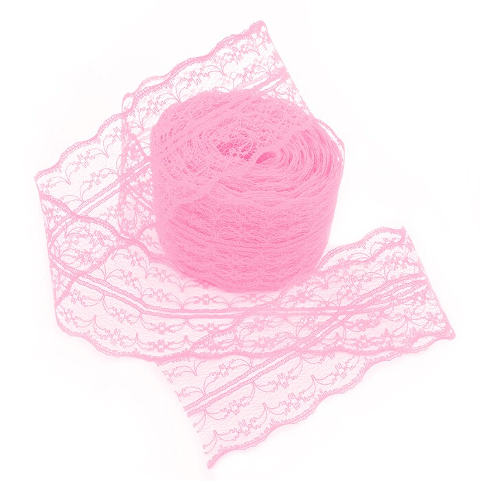Лента декоративная 4,5смх10м Широкое Кружево Светло розовый 1шт ВВ