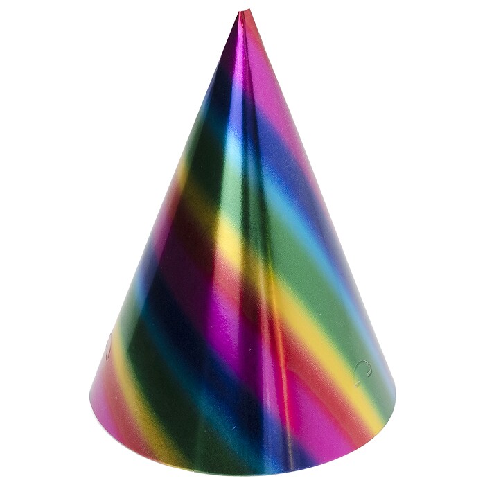 Колпаки бумага Радужный перелив разноцветныйградиент 16см уп6
