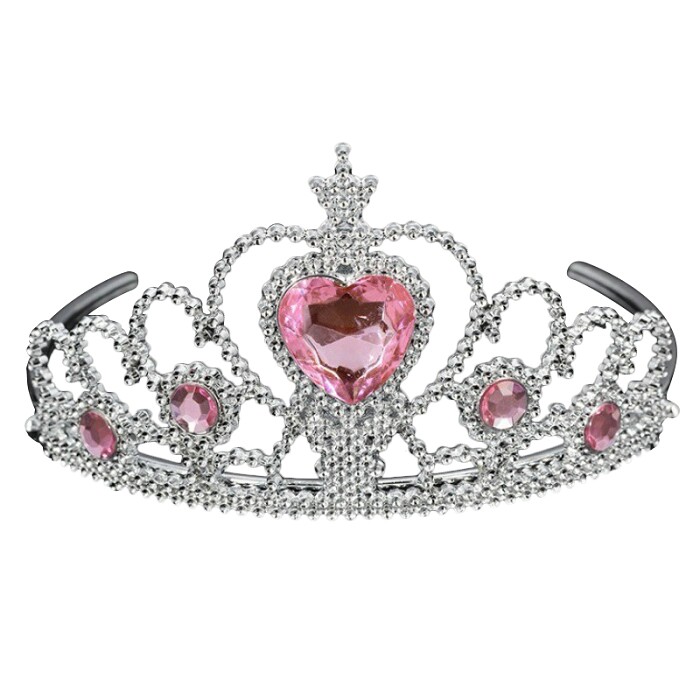 Корона пластиковая Сердце Серебро Розовый 16х7,5см ВВ