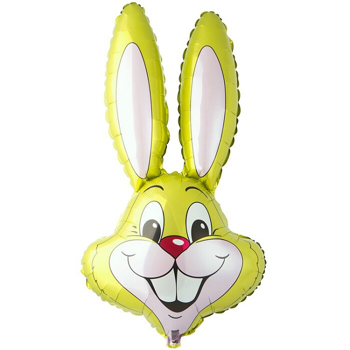 Шар фольга фигура голова Кролик салатовый 35" 90см H*23" 58см W Fm