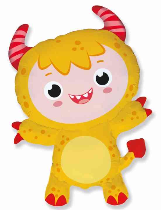 Шар-фигура 34"86 см, фольга Маленький чертёнок, жёлтый