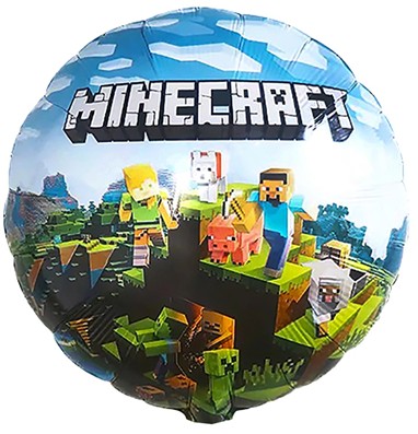 Шар фольга с рисунком 18''ВЗ круг Человечки Пиксельные в городе