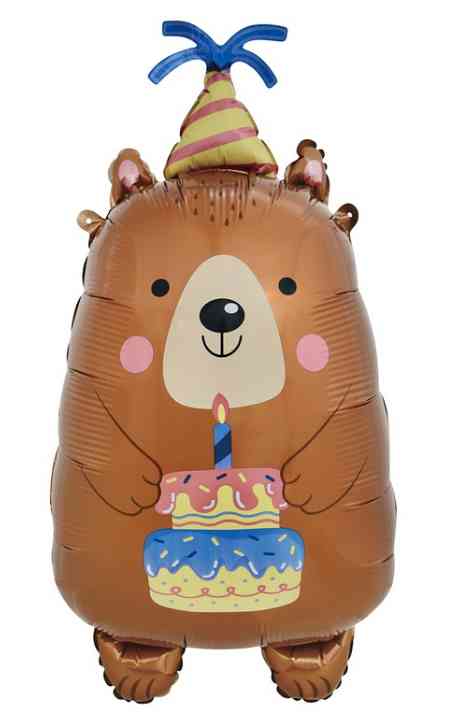 Шар фольга фигура Мишка с тортом 31" 79смFL