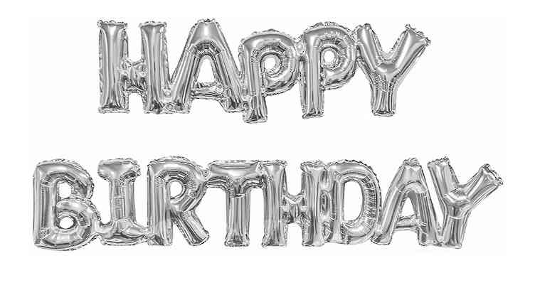 Шар фольга надпись Happy Birthday серебро 17'' 43см