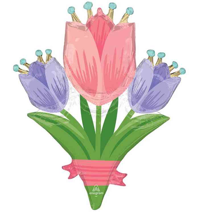 Шар фольга фигура Тюльпаны Букет 46" 116см