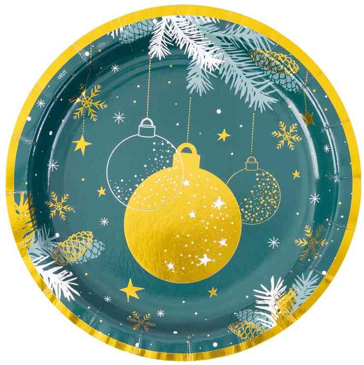 Тарелки бумажные 170мм Изумрудная зима (уп6) ВЗ