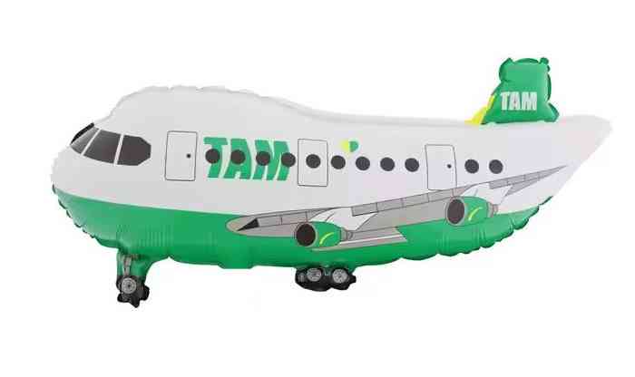 Шар фольга фигура Самолет Пассажирский лайнер Зеленый 31" 79смFL