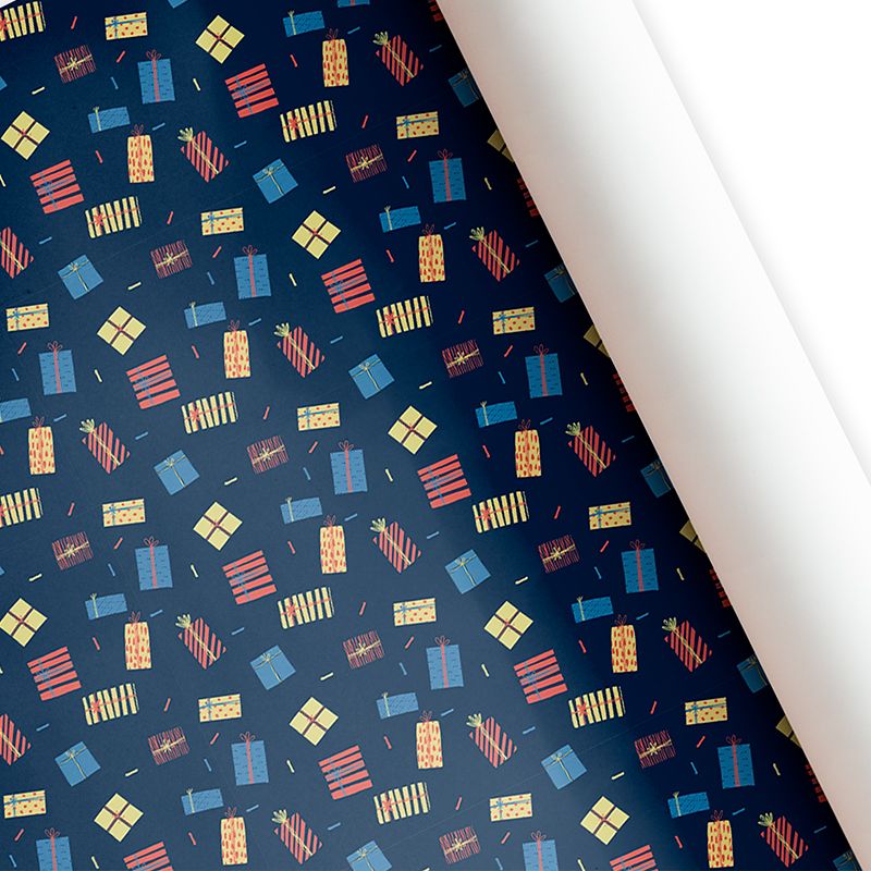 Бумага лист 60х87,5см Подарки Синяя уп10