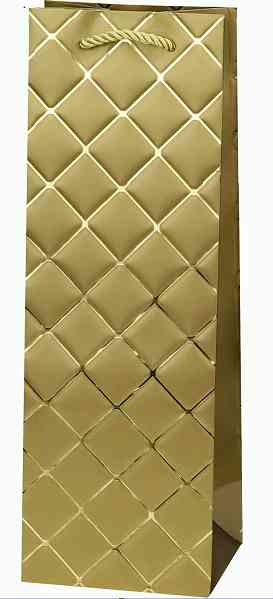 Пакет под бутылку 12х36см Блестящая клетка золото Dream Cards