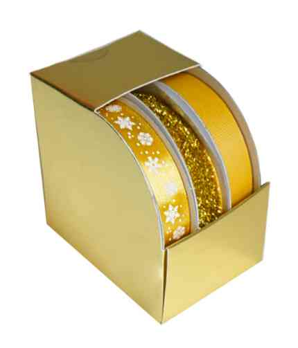 Лента текстиль набор 15х3м Золото (уп3)