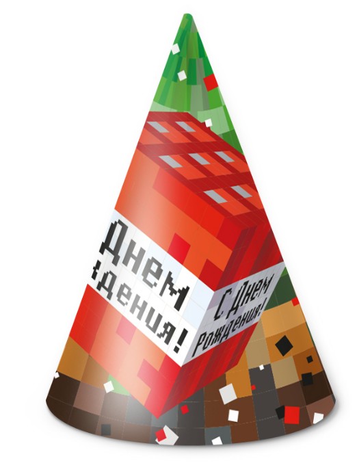 Колпаки бумажные СДР Пиксели (уп6)