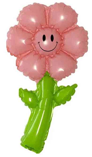 Шар фольга мини с клапаном Цветок Ромашка Розовый 17" 43смFL