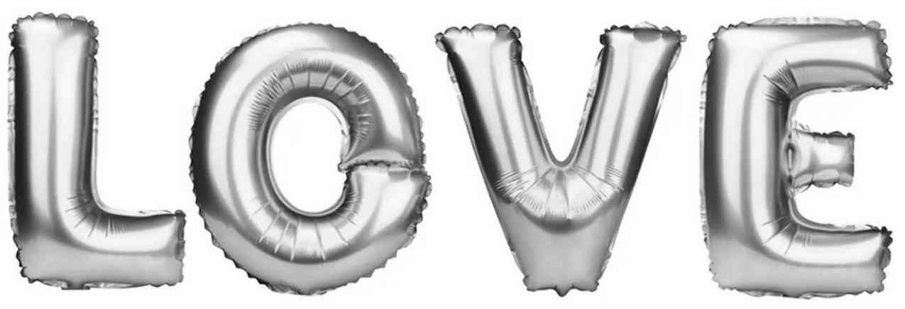 Шар фольга Буквы надпись LOVE Серебро 16" 41смFL