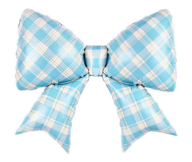 Шар фольга фигура Бант Клетка Виши Голубой Сатин 38" 97смFL (упак)