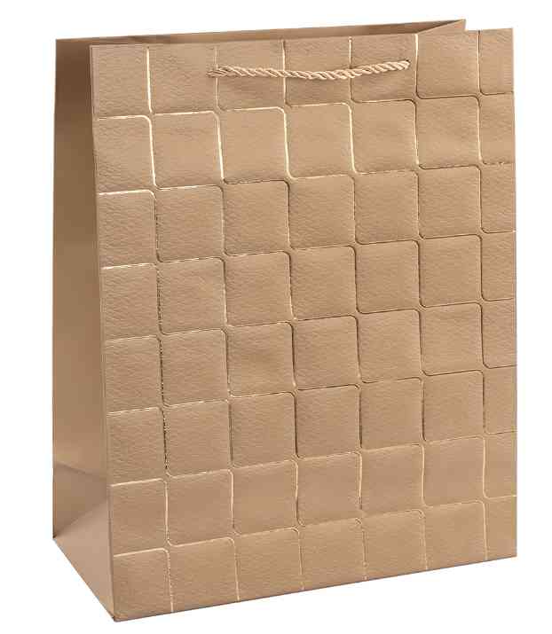 Пакет бумажный M 18х23см Золотые квадраты Дизайн №5 Золото