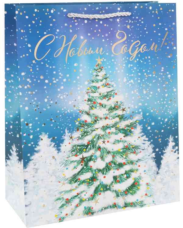 НГ Пакет бумажный XXL 45х55см С Новым Годом! Зимняя елочка