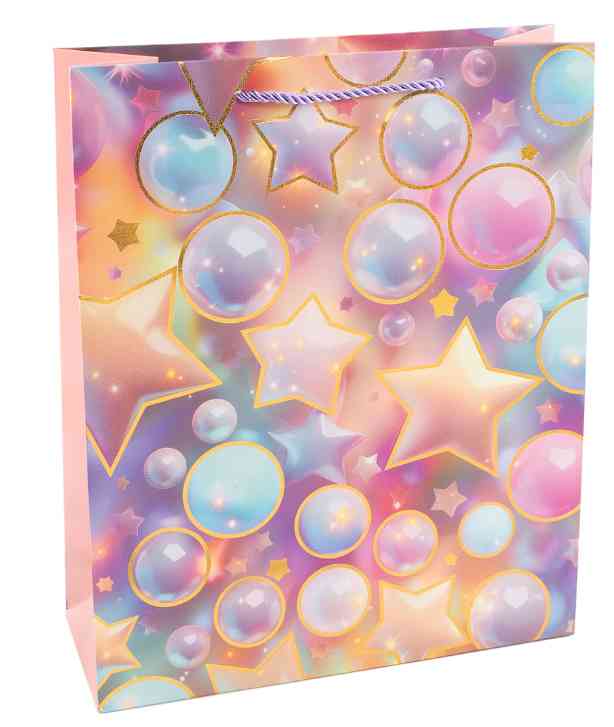 Пакет бумажный L 26х32см Волшебные звезды Дизайн №1