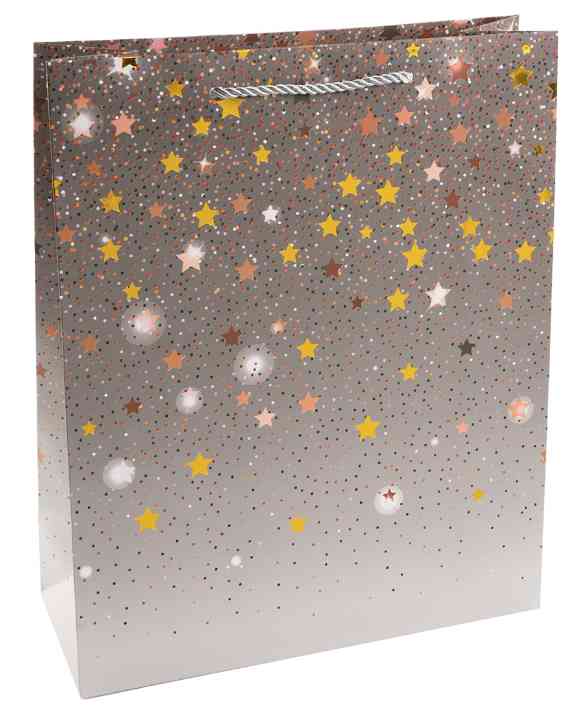 Пакет бумажный M 18х23см Звездные искры Дизайн №4