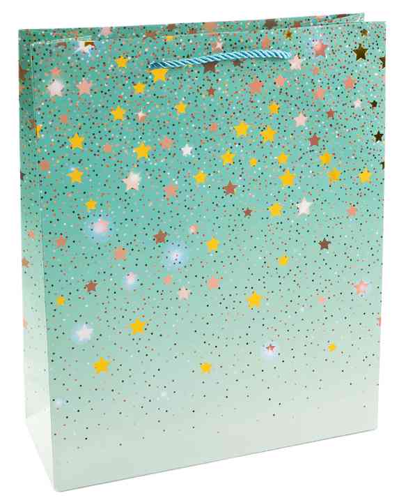 Пакет бумажный L 26х32см Звездные искры Дизайн №3