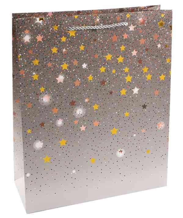 Пакет бумажный L 26х32см Звездные искры Дизайн №4