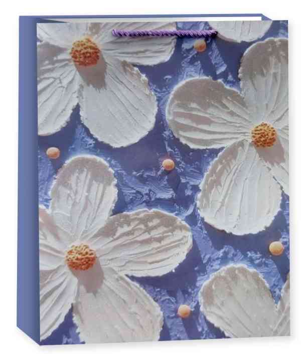 Пакет бумажный L 26х32см Большие цветы Дизайн №1