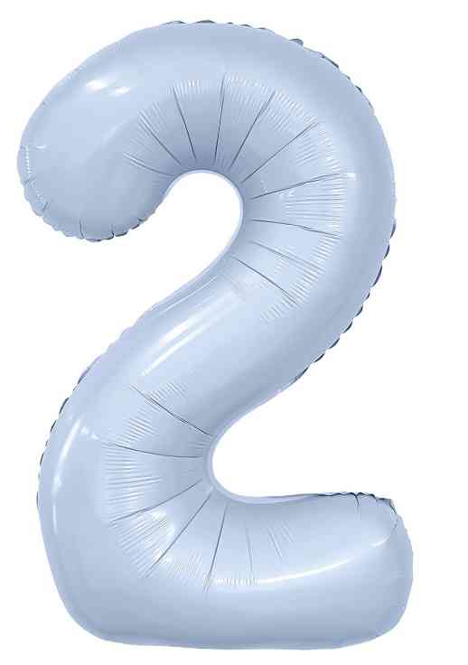 Шар фольга Цифра 40" AG Slim Небесный "2" (упак)