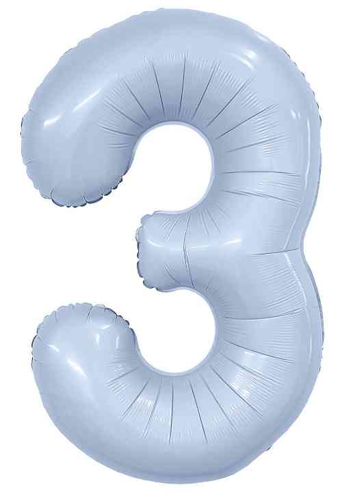 Шар фольга Цифра 40" AG Slim Небесный "3" (упак)